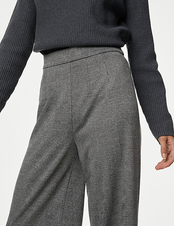 Jersey Checked Wide Leg Trousers - SI
