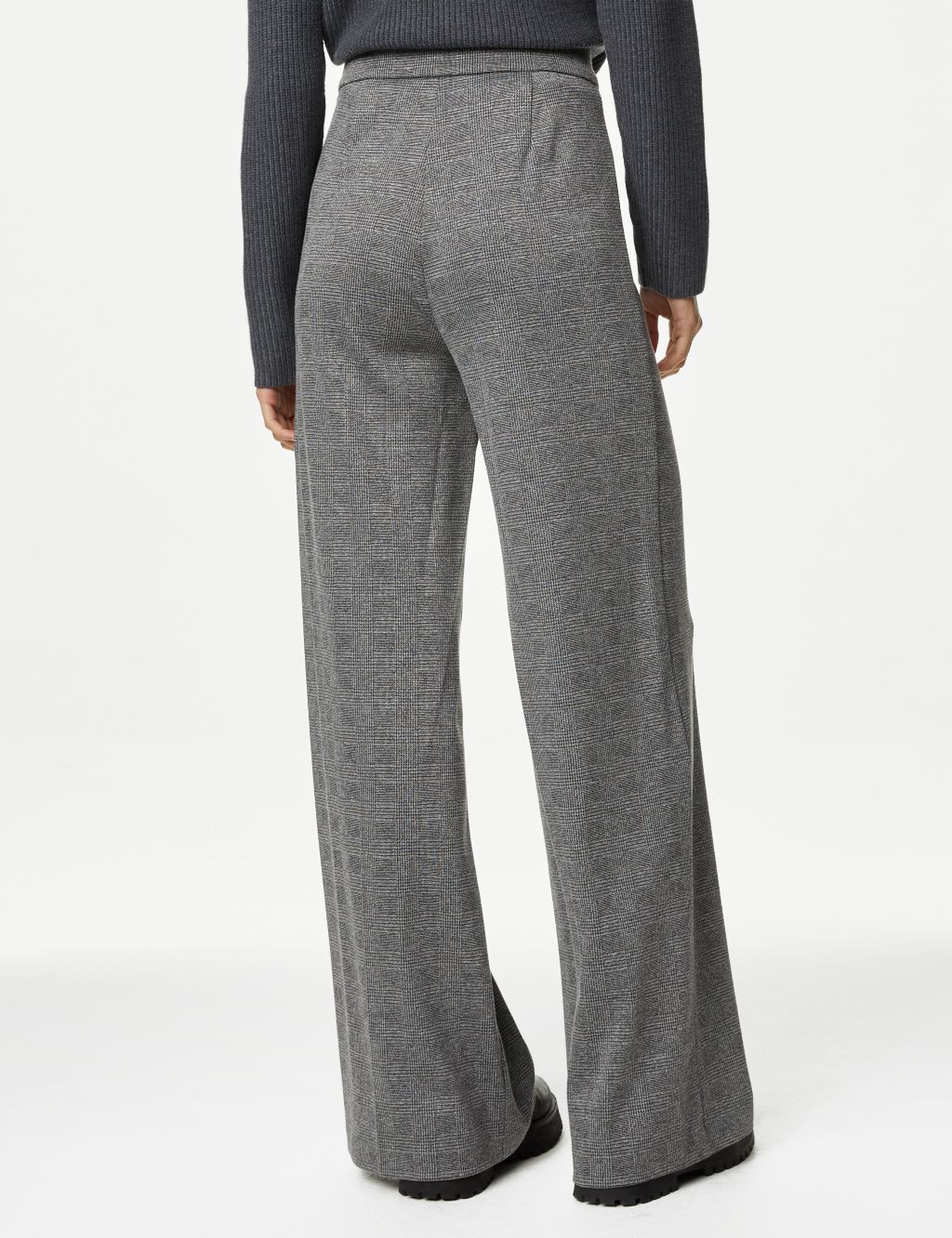 Jersey Checked Wide Leg Trousers image 5