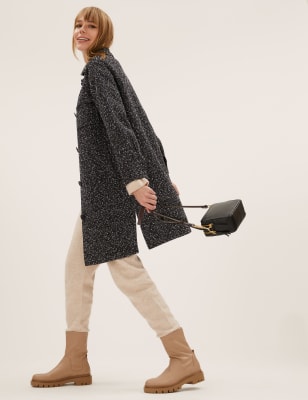 

M&S Collection Camisa-chaqueta de corte largo de tweedWomens - Black Mix, Black Mix