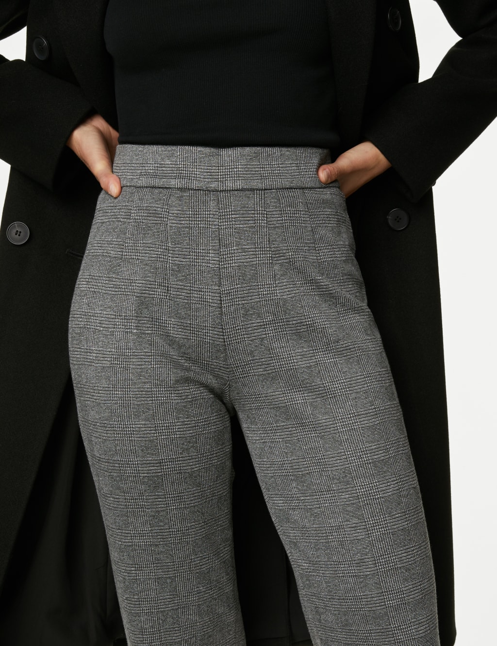 Ladies navy top check trousers