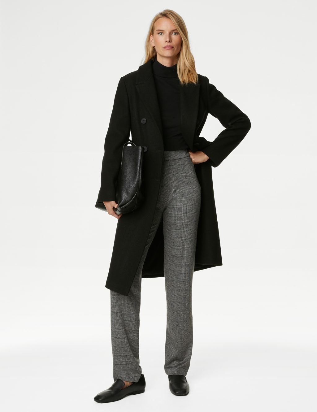 Jersey Checked Straight Leg Trousers image 2