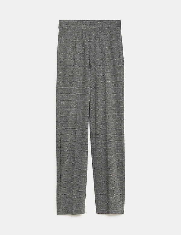 Jersey Checked Straight Leg Trousers - BE