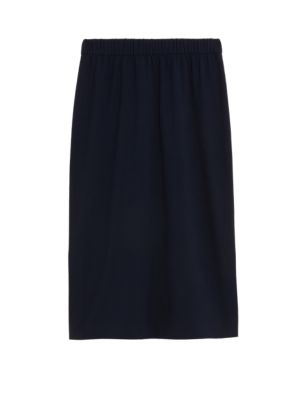 Womens M&S Collection Side Split Midi Pencil Skirt - Navy