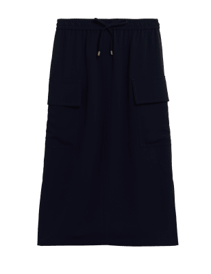 

Womens M&S Collection Side Split Midi Utility Skirt - Navy, Navy