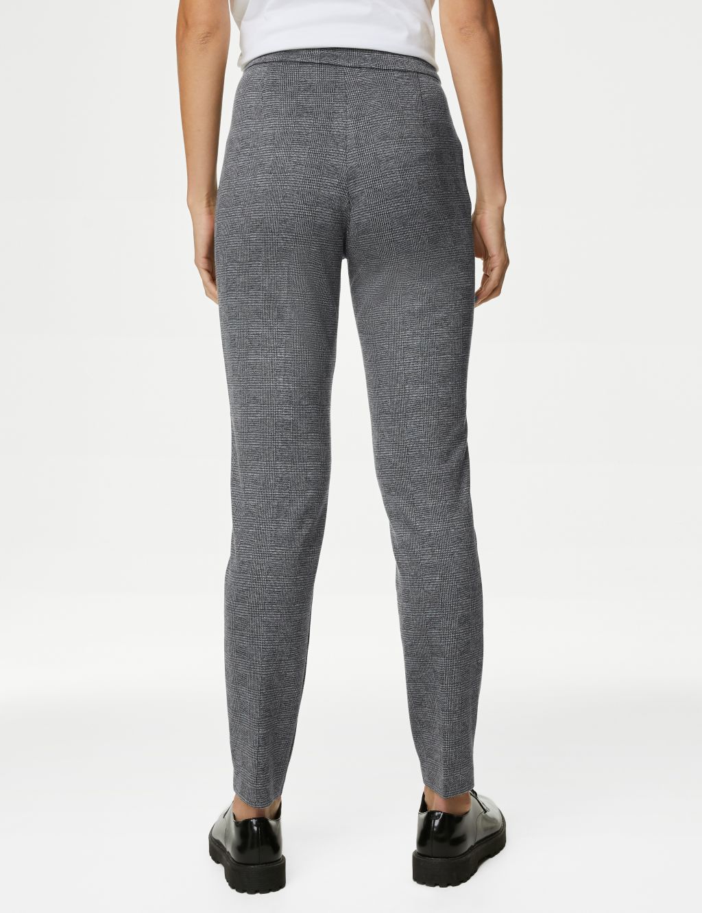 Jersey Checked Slim Fit Trousers image 4