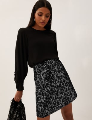 Sequin Mini A-Line Skirt