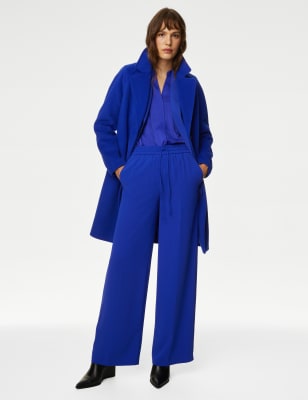 

Womens M&S Collection Crêpe-Hose mit weitem Bein und Kordelzug - Electric Blue, Electric Blue