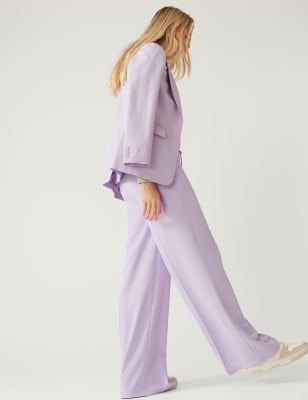 

Womens M&S Collection Crepe Drawstring Wide Leg Trousers - Lilac, Lilac