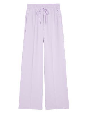 

M&S Collection Pantalón de pata ancha de crepé con cordón ajustableWomens - Lilac, Lilac