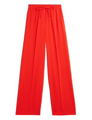 

Womens M&S Collection Crepe Drawstring Wide Leg Trousers - Tomato, Tomato