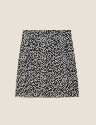 

Womens M&S Collection Mini-Glockenrock aus Jersey mit Tiermuster - Grey Mix, Grey Mix