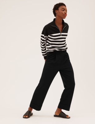 

Womens M&S Collection Straight Leg Ankle Grazer Trousers - Black, Black