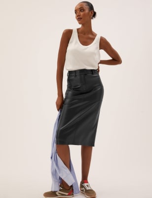 A-Line Skirt Black Faux Leather