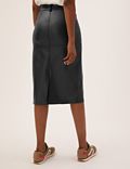 Faux Leather Midi A-Line Skirt