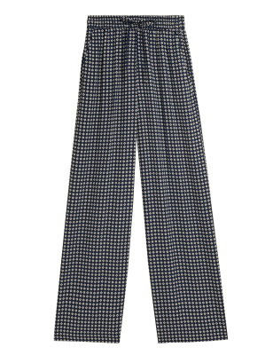 

M&S Collection Pantalón de pata ancha de crepé con diseño geométricoWomens - Navy Mix, Navy Mix