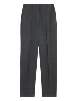 

Womens M&S Collection Jersey Twill Straight Leg Trousers - Grey Marl, Grey Marl