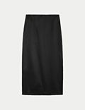 Satin Split Back Midaxi Column Skirt