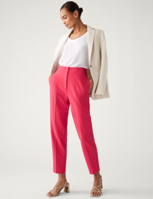 

Womens M&S Collection Tapered Ankle Grazer Trousers - Bright Red, Bright Red