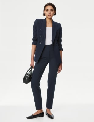 Marks And Spencer Womens M&S Collection Tapered Ankle Grazer Trousers - Midnight Navy, Midnight Navy