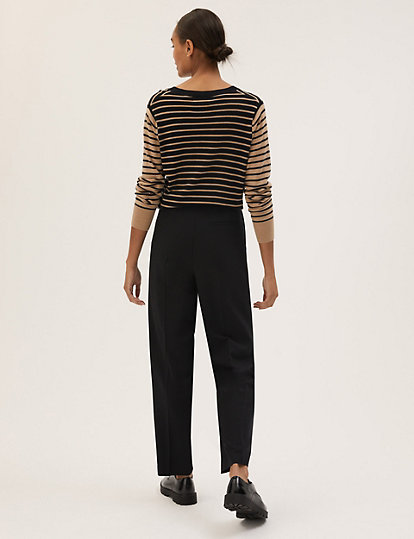 Woven Pleated Ankle Grazer Trousers