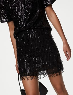 Sequin Tassel Mini A-Line Skirt