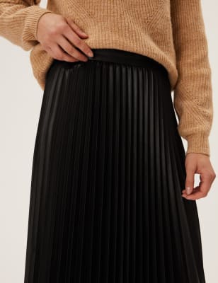 Black pleated outlet midi skirt oasis