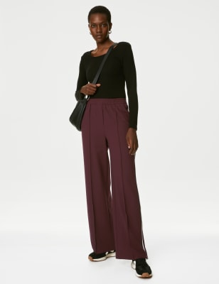 

M&S Collection Pantalón de pata ancha con raya lateralWomens - Dark Burgundy, Dark Burgundy