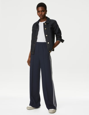 

Womens M&S Collection Hose mit weitem Bein und Seitenstreifen - Dark Navy, Dark Navy