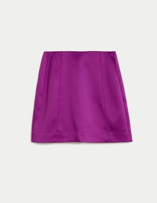 Satin Seam Detail Mini A-Line Skirt