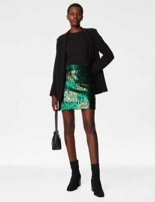 Sequin mini shop skirt green