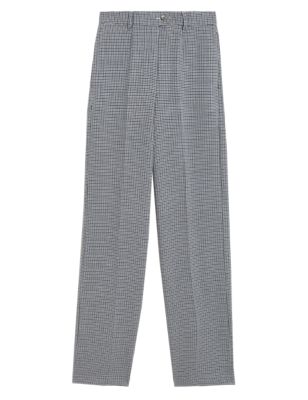 

Womens M&S Collection Checked Wide Leg Trousers - Grey Mix, Grey Mix