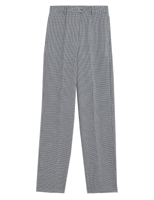 

Womens M&S Collection Checked Wide Leg Trousers - Grey Mix, Grey Mix