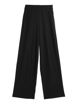 

Womens M&S Collection Jersey Crepe Wide Leg Trousers - Black, Black