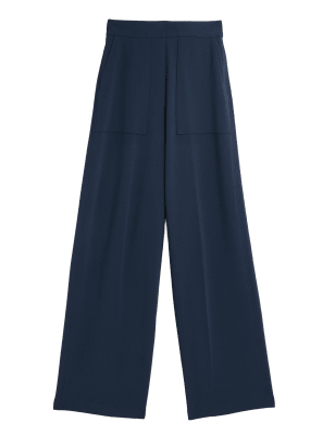 

M&S Collection Pantalón de pata ancha de punto de crepéWomens - Navy, Navy