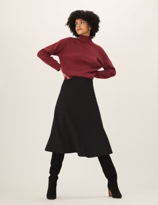 

M&S Collection Falda skater a media pierna de puntoWomens - Black, Black