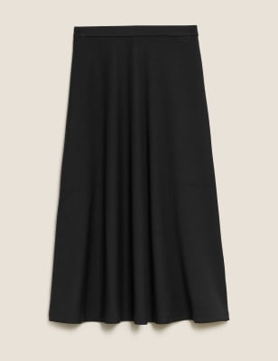 

Womens M&S Collection Jersey Midi Skater Skirt - Black, Black