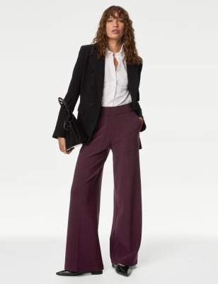 Marks and spencer 2025 crepe wide leg trousers