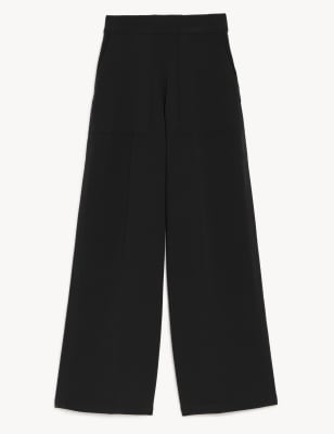 

Womens M&S Collection Jersey Crepe Wide Leg Trousers - Black, Black