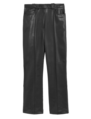 

Womens M&S Collection Knöchellange Hose mit ausgestelltem Saum aus Kunstleder - Black, Black