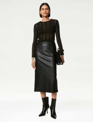 Black leather skirt discount m&s