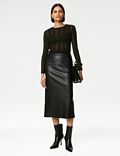 Leather Look Midaxi Pencil Skirt