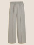 Woven Checked Wide Leg Trousers