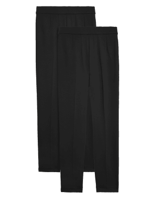 

Womens M&S Collection 2pk Jersey Slim Fit Trousers - Black, Black