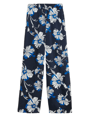 

M&S Collection Pantalón floral de pata ancha con rayas lateralesWomens - Blue Mix, Blue Mix