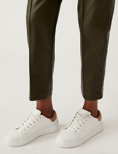 Leather Look Straight Leg Trousers