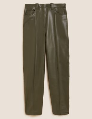 Leather Look Straight Leg Trousers | M&S Collection | M&S