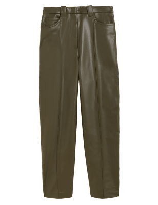 

M&S Collection Pantalón straight de aspecto de pielWomens - Dark Khaki, Dark Khaki