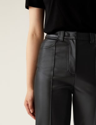 Leather Look Straight Leg Trousers