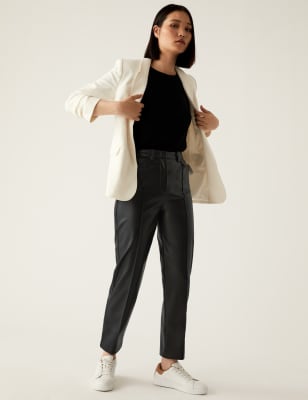 Leather look best sale straight leg trousers