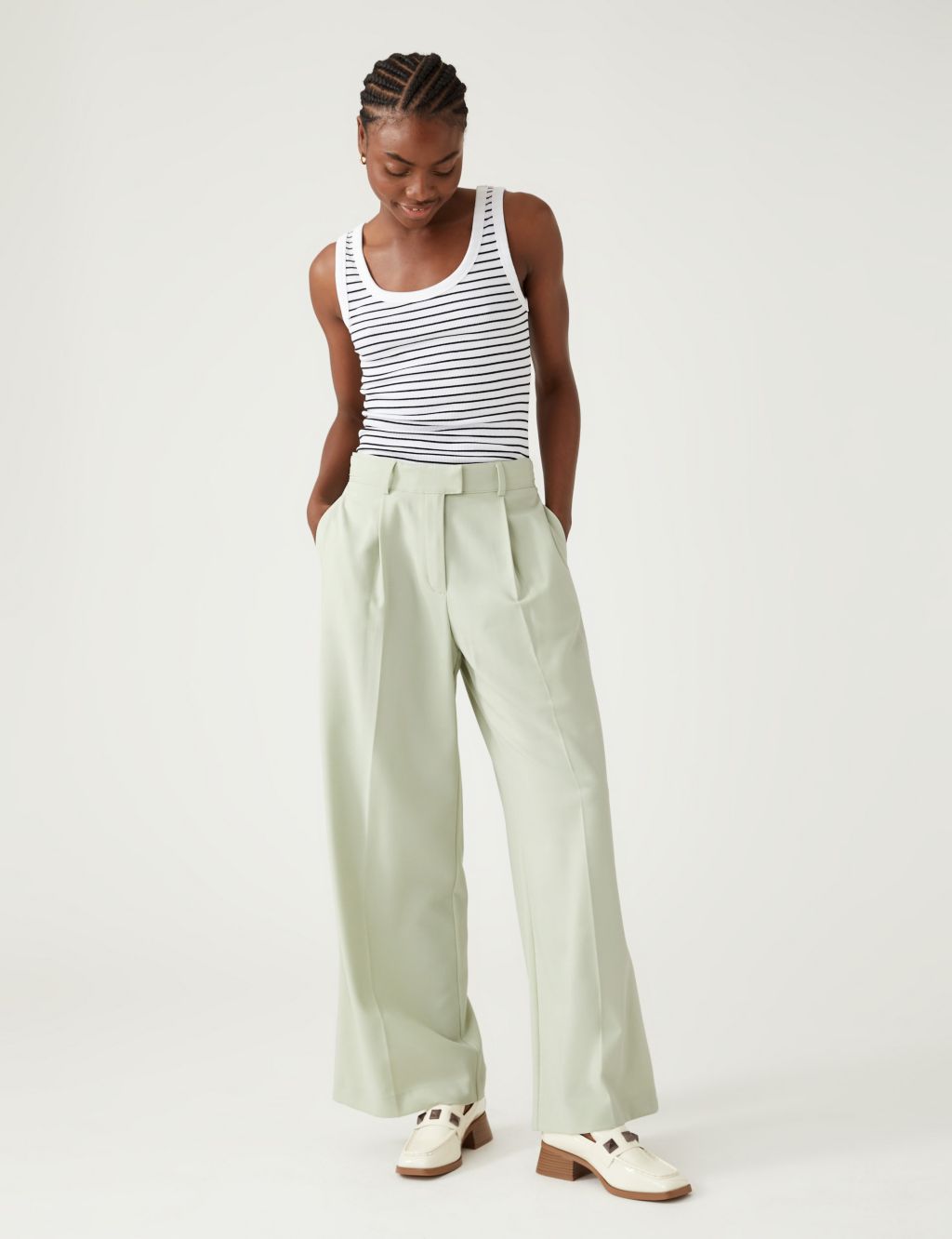 Marl Pleat Front Wide Leg Trousers image 2